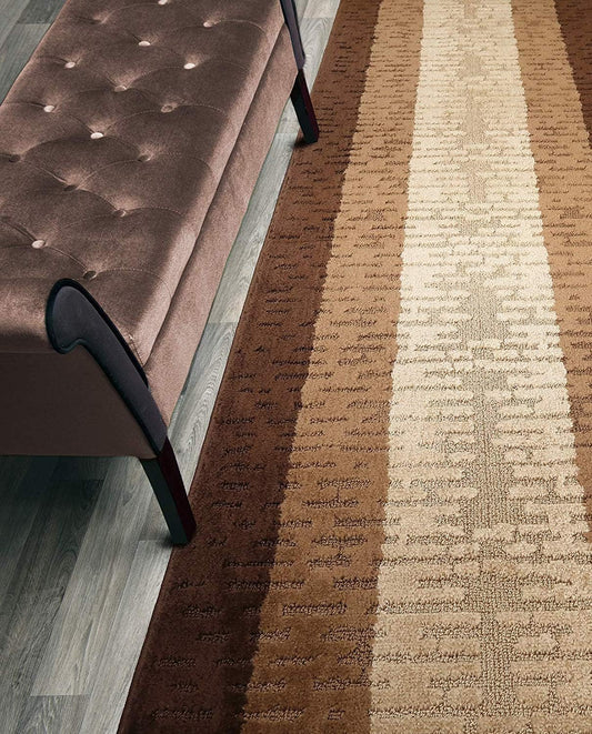 Custom Length Hallway Runner Rug,Slip Resistant,Abstract Brown, 26 Inch X 28 feet, Sold and Priced Per Foot