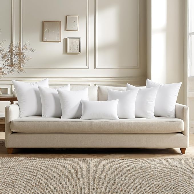 MIULEE Throw Pillows Inserts, Pack of 4 22x22 Inch 100% Virgin Fiber Filling Bed Couch Pillows