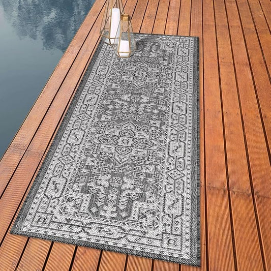 Keen Home Design Terrace Outdoor Runner Rug - 2x8 Washable Indoor/Outdoor Rug for Patio, Kitchen, Balcony, Beach, Garden, Deck and Porch, Size: 2'2"x7'7"