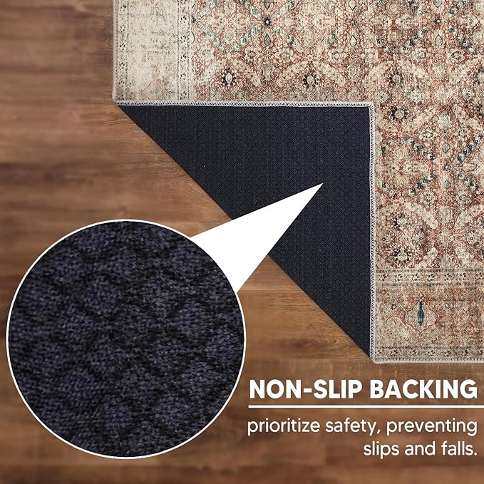Keen Home Design 2x7 Rug - Machine Washable Runner Rug with Non-Slip Backing, Ideal for Hallway, Entryway, Kitchen, Laundry Room - Vintage, Easy Clean, Durable, Low Pile - (2'6" x 7')
