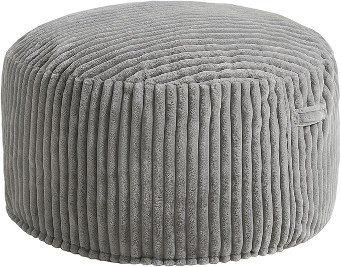Hobestluk 4ft Bean Bag Chairs for Adults Large Beanbag Chair with Dutch Corded Plush Cover Big Bean Bag Chair for Living Room Bedroom Dorm Office - Grey (44" x 44" x 24")
