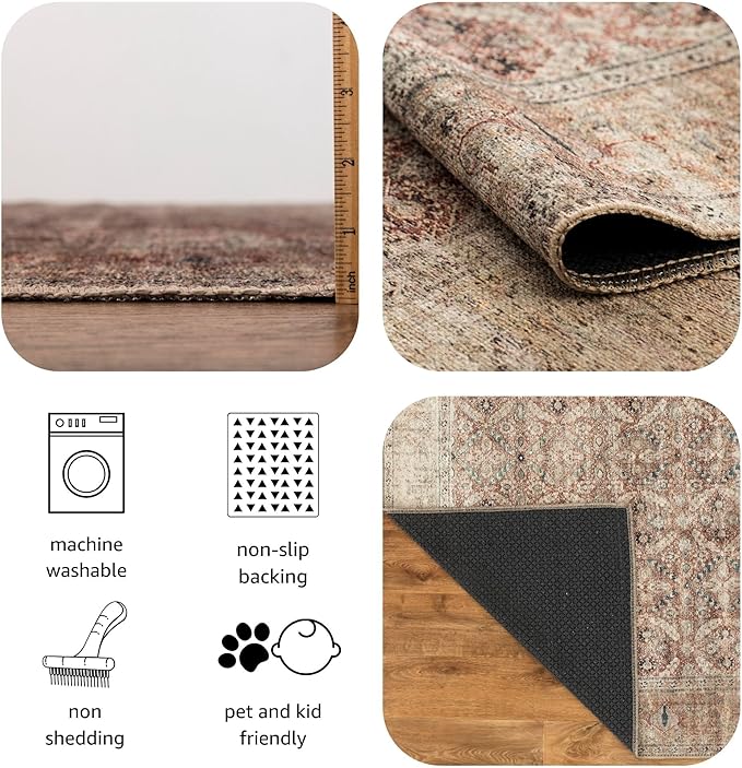 Keen Home Design 3x5 Rug - Machine Washable Entry Rug with Non-Slip Backing, Ideal for Enteryway, Kitchen, Bathroom, Laundry Room - Vintage, Easy Clean, Durable, Low Pile - (3' x 5')