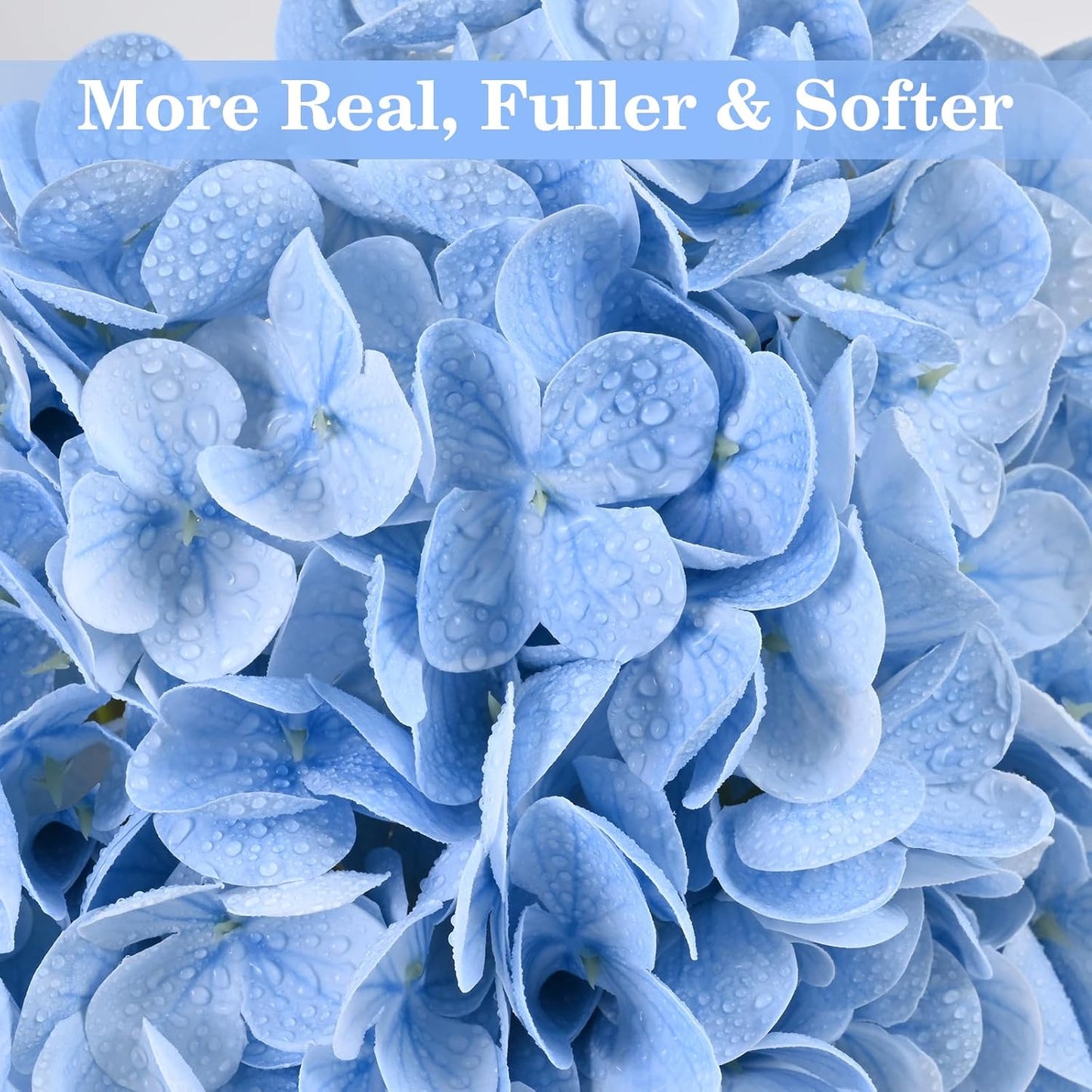 Artflower 4Pcs Real Touch Hydrangea Artificial Flowers, 22.5'' White & Blue Faux Full Latex Hydrangea Flowers for Home Floral Arrangements Wedding Bouquets Kitchen Table Centerpiece Decorations