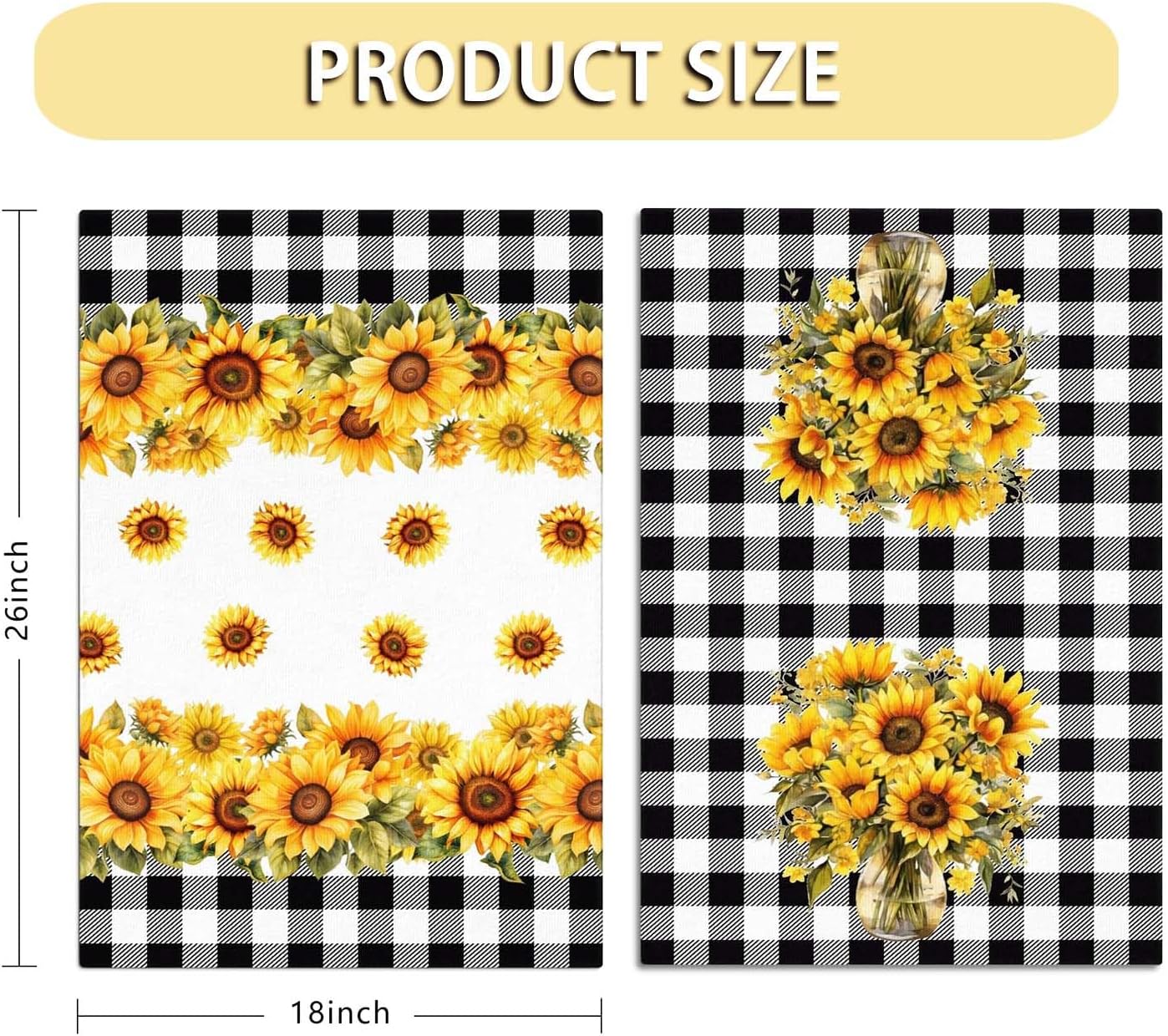 2 Pcs of Sunflower Kitchen Towels Sunflower Kitchen Decor Floral Kitchen Towels Dish Towels Kitchen Hand Towels Decorative Set 18×26 Inch