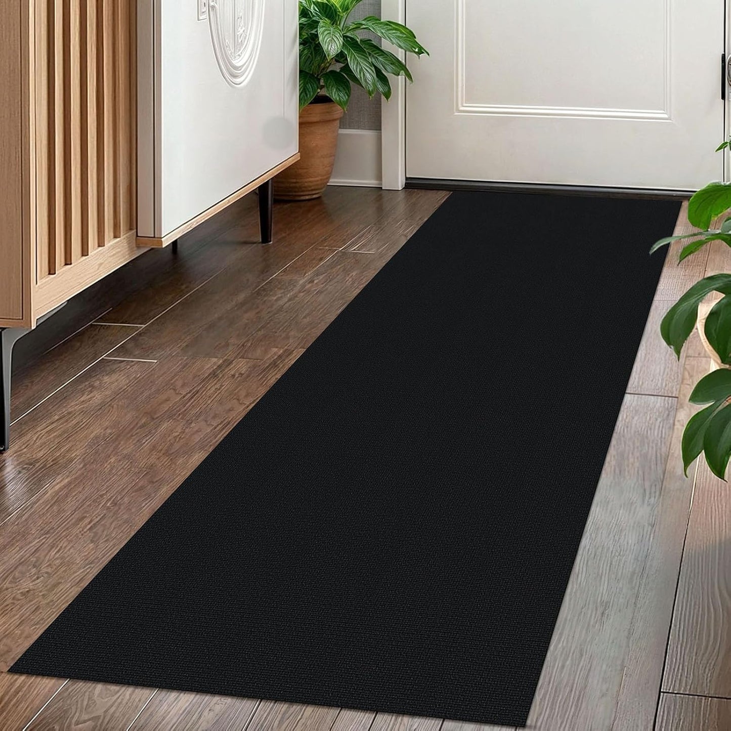 KOZYFLY Washable Runner Rug 2x5 Ft Runners for Hallways Non Slip Kitchen Rug, Braided Cotton Entryway Runner Indoor, Carpet Runners for Hallway Kitchen Entryway Bedroom, Black
