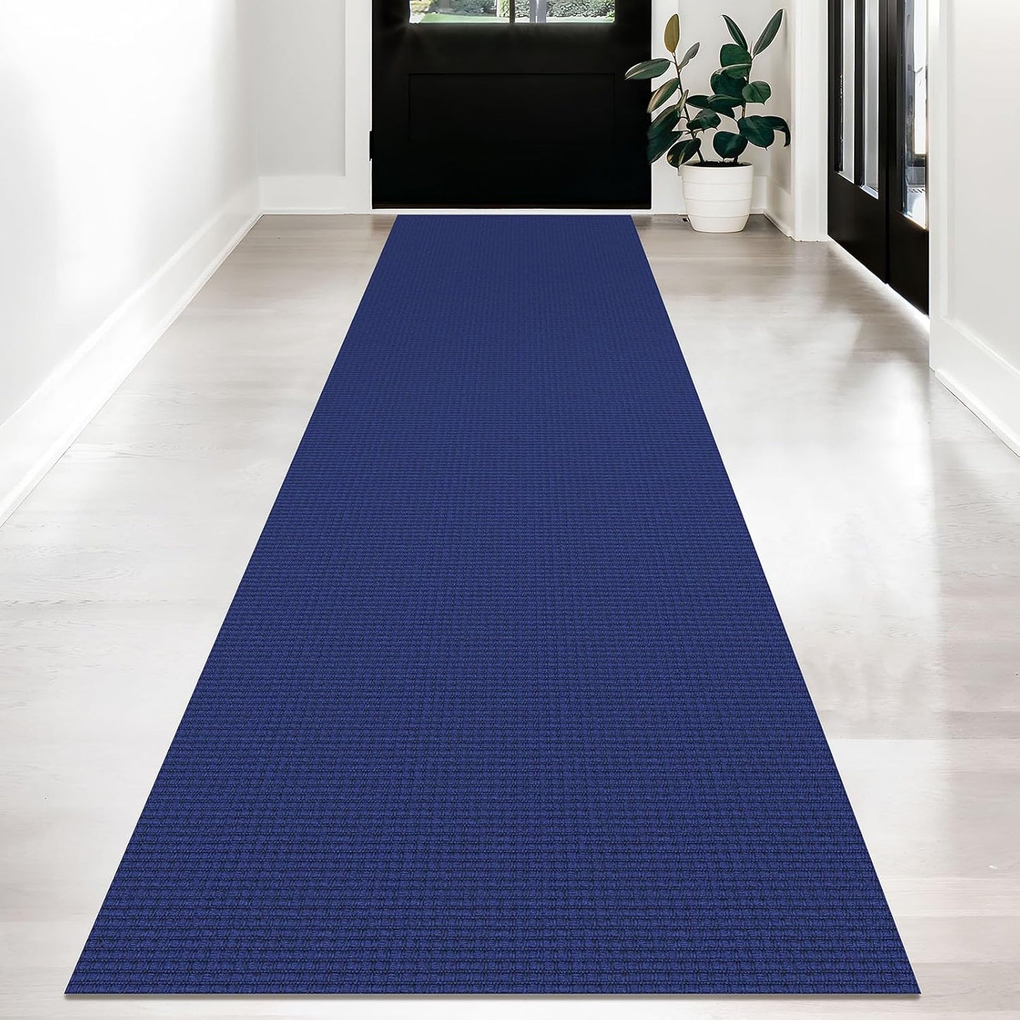 KOZYFLY Long Runners for Hallways 2.6x12 ft Washable Kitchen Runner Non Slip Rubber Backed Hallway Rugs Cotton Entryway Runner Rug Floor Carpet for Indoor Hall, Backdoor, Kitchen, Royal Blue/Navy