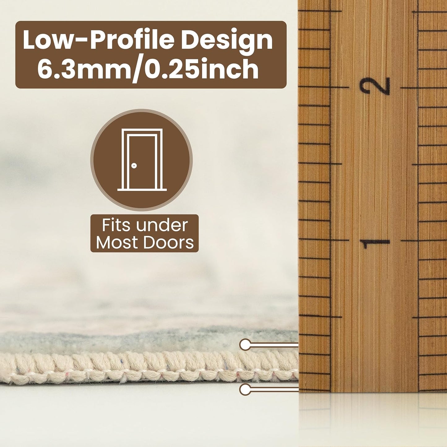 Washable Area Rug 5x8 | Non Slip Area Rug for Living Room, Bedrooms, Dining Room | Ultra-Soft Flannel Carpet Area with Rubber Backing (Ivory, 5x8)