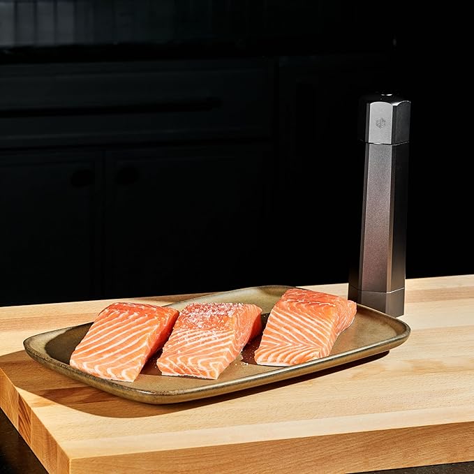 HexClad HexMill Salt Grinder, Professional Grade Heavy-Duty, Refillable, Aluminum Gunmetal Gray, Adjustable Ten Grind Settings