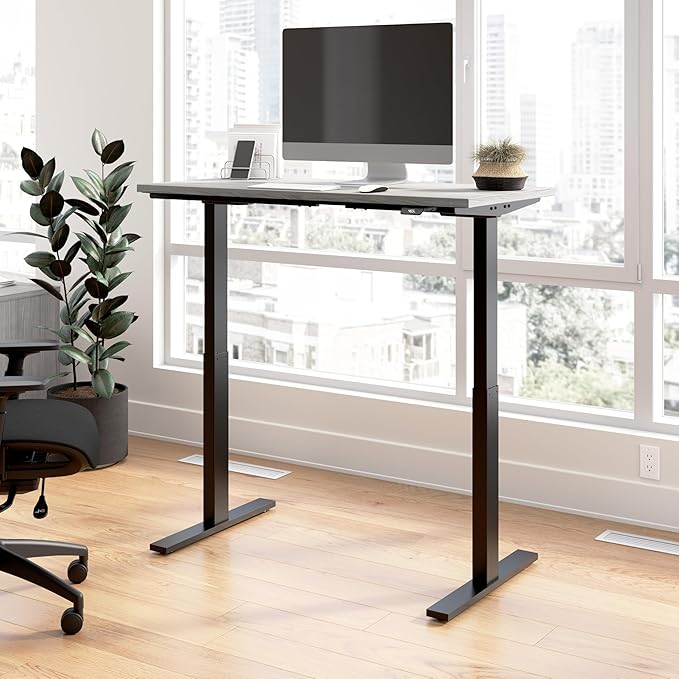 Bush Business Furniture 48-inch Electric Height Adjustable Standing Desk, Ergonomic Sit-Stand Computer Table for Home and Professional Office, Move 60 Series, Platinum Gray with Black Base