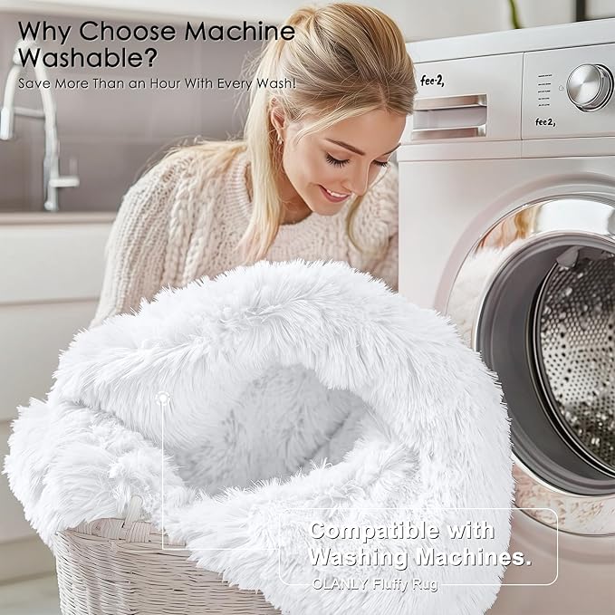 OLANLY 8x10 Machine Washable Large Area Rugs for Living Room, Bedroom, Soft Fluffy Shaggy Bedside Rug, Indoor Floor Carpet for Kids Girls and Boys, Dorms, Nursery, Home Decor Aesthetic, White