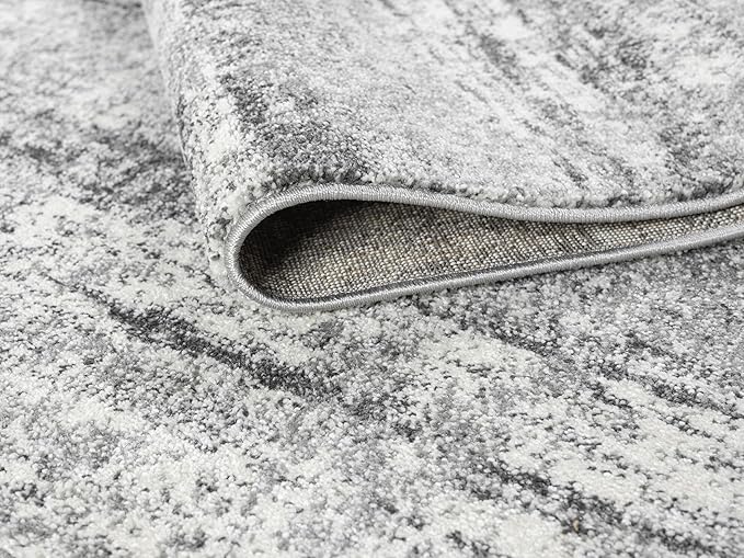 Keen Home Design Area Rugs - 5ft Round Non-Shedding, Abstract Rugs for Kitchen, Living Room, Bedroom, Dining Room, Entryway - Size: 5'3" Square, Abstract Cream/Grey