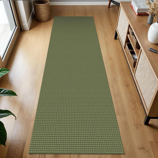 KOZYFLY Runners for Hallways 2x7 ft Washable Kitchen Runner Non Slip Rubber Backed Hall Runners Cotton Entryway Runner Rugs Floor Carpet for Indoor Backdoor Bedroom Kitchen, Olive Green/Earthy Green