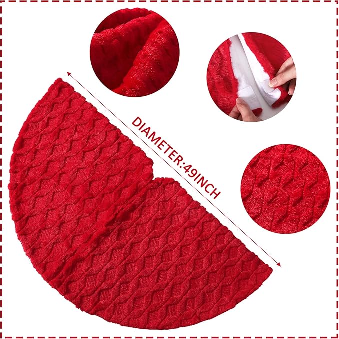 Hommtina Christmas Tree Skirt 48 Inches Tree Skirt,Christmas Tree Decorations Faux Fur Tree Skirt for Xmas Holiday Home Party Decorations Ornaments