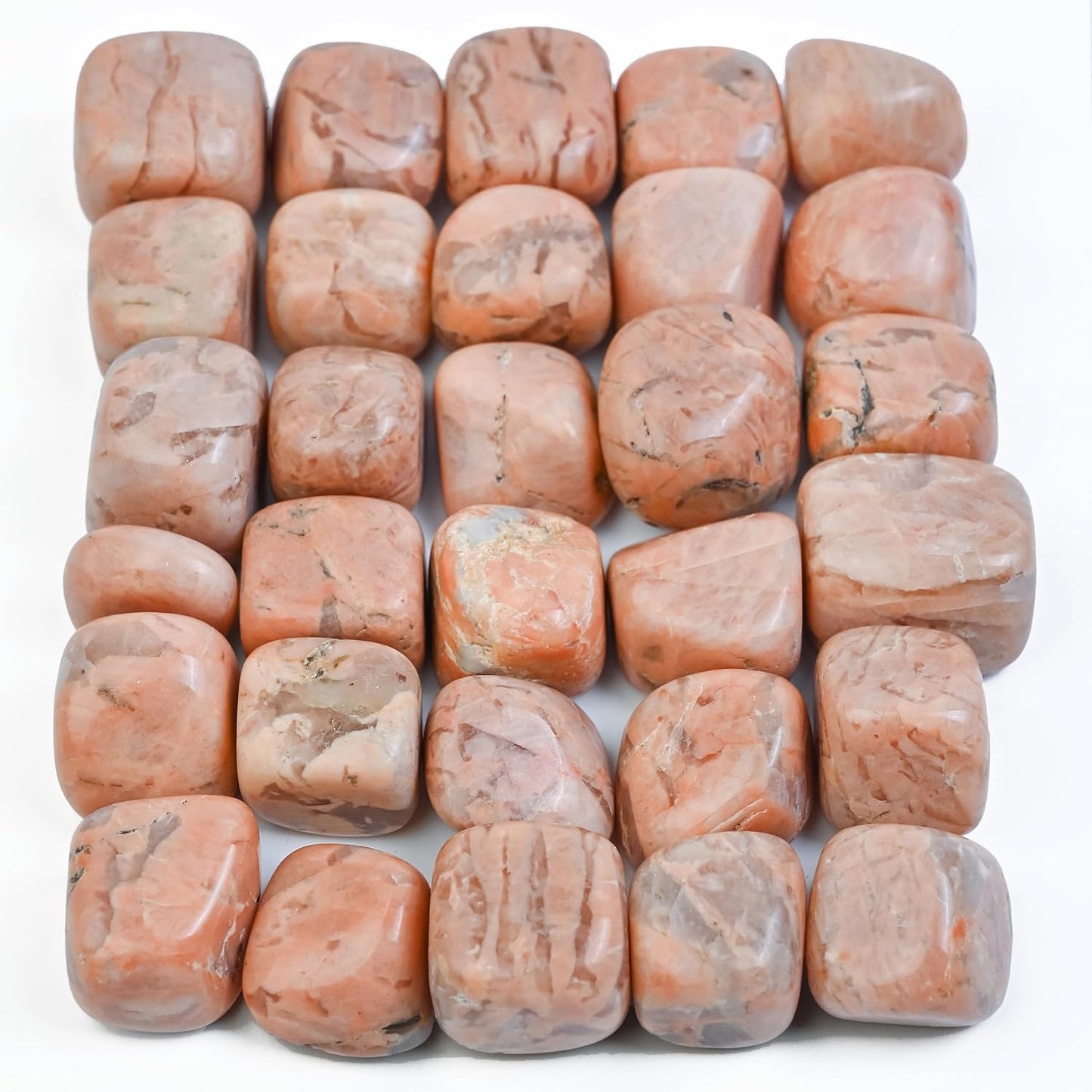 Crocon 1LB Peach Moonstone Tumbled Stones and Crystals bulk 2000+ Carats Natural Crystal Kit for Reiki Healing Crystal Polished, Tumble Stones, Chakra Balancing, Reiki Gift Home Decor Size : 20-25 mm