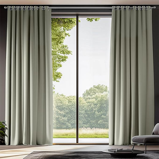Room Darkening Thermal Insulated Blackout Kitchen Curtains for Bedroom Living Room Natural Curtains with Grommets 55x96 Inch Long 2 Panels