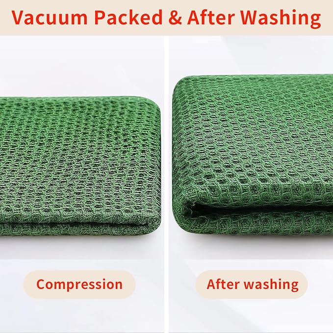 Homaxy 100% Cotton Kitchen Towels and Dishcloths Set, 12 x 12 Inches and 13 x 28 Inches, Set of 12 Bulk Kitchen Towels Set, Ultra Soft Absorbent Dish Cloths for Washing Dishes, Grass Green