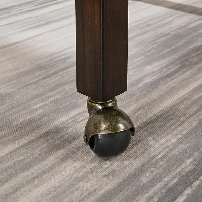 Dinning Chairs with Wheels and Arms Set of 6, Solid Wood Office Desk Chairs with Frosted Velvet Upholstered, Classic Swivel Accent Chairs, 31.5" H Boss Caption's Chair, Ocean Blue XXY-HT22-OB