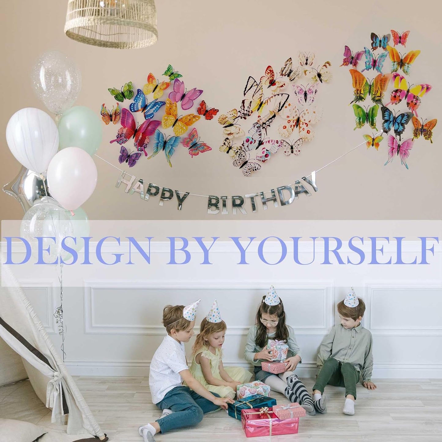 Butterfly Wall Decor 24/48 PCS, 3D Butterflies Stickers for Party Decorations with Magnets (White, 48)