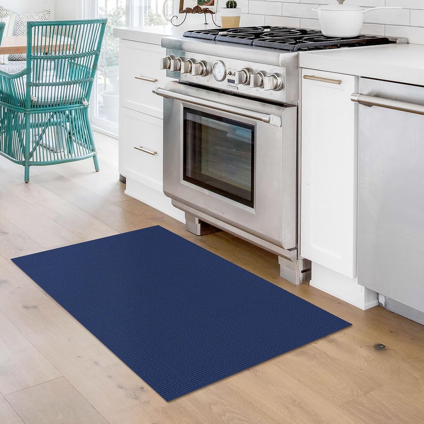 KOZYFLY Washable Area Rug 2x3 Ft Small Entryway Rug Indoor Door Mat Throw Rugs with Rubber Backing, Braided Cotton Floor Carpet for Front Entrance Bathroom Kitchen Foyer, Royal Blue