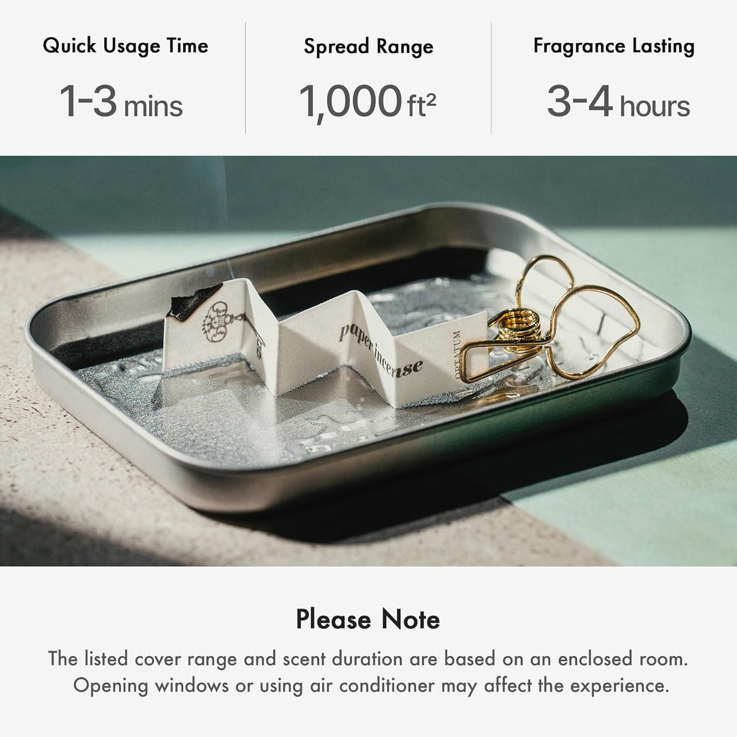 Paper Incense - 48pcs with Vintage Tin Case, Burning Papers Infused with Natural Essential Oils, Quick Usage & Long-Lasting Fragrance, Eliminating Bathroom, Kitchen, Pet Odors - Cedarwood & Hinoki