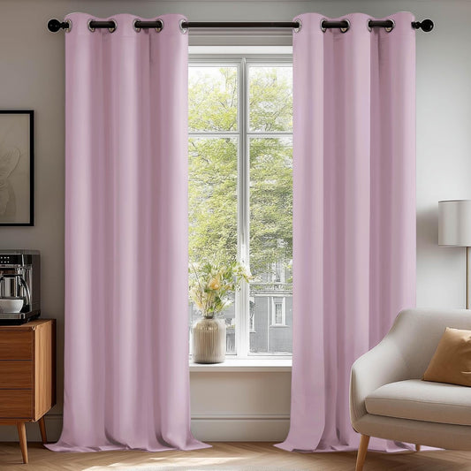 Deconovo Blackout Curtains for Bedroom – Set of 2 42W x 72L Inch Thermal Insulated & Noise Reducing Panels–Home Window Room Darkening Sustainable Grommet Drapes for Living Room and Nursery, Lavender