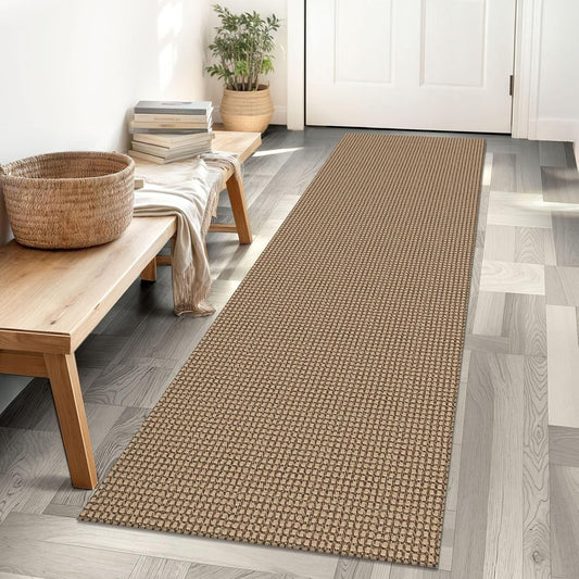 IOHOUZE Washable Runner Rug 2x6 Non Slip Rubber Backed Runners for Hallways Entryway Runner Indoor, Kitchen Rugs Woven Cotton Floor Carpet for Hall Entrance Bedroom, Orange/Tan/Brown