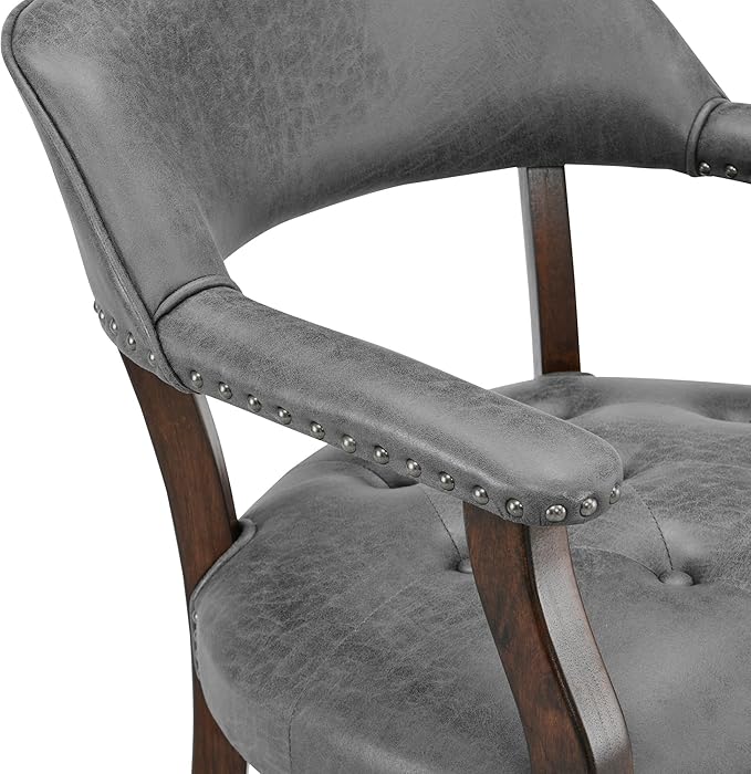 MODERION Modern Classic Dinning Chairs with Wheels and Arms, Office Desk Chairs, 31.5H for Living Room, Gray, Rubber Wood, Suede, Memory Foam, 260 lbs Capacity