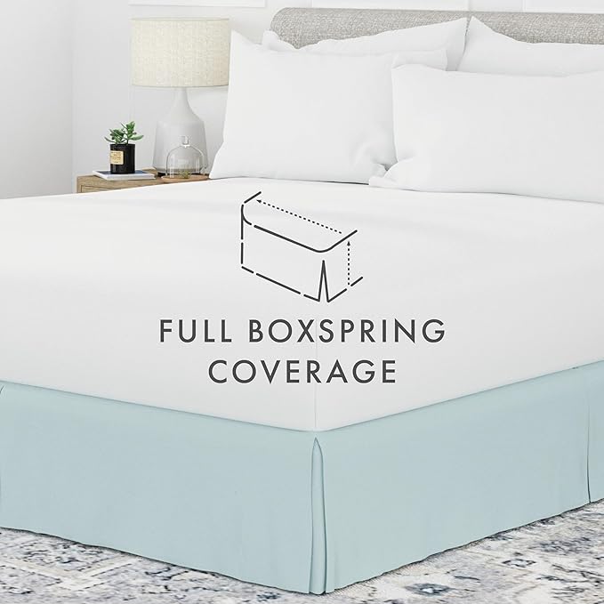 Linen Market Bed Skirt - Ultra Soft Microfiber - Easy Fit with 14 Inch Tailored Drop - Hotel Quality, Shrinkage & Fade Resistant - Bed Cover - Cal King Bed Skirt - Bedroom Décor - (Cal King, Aqua)