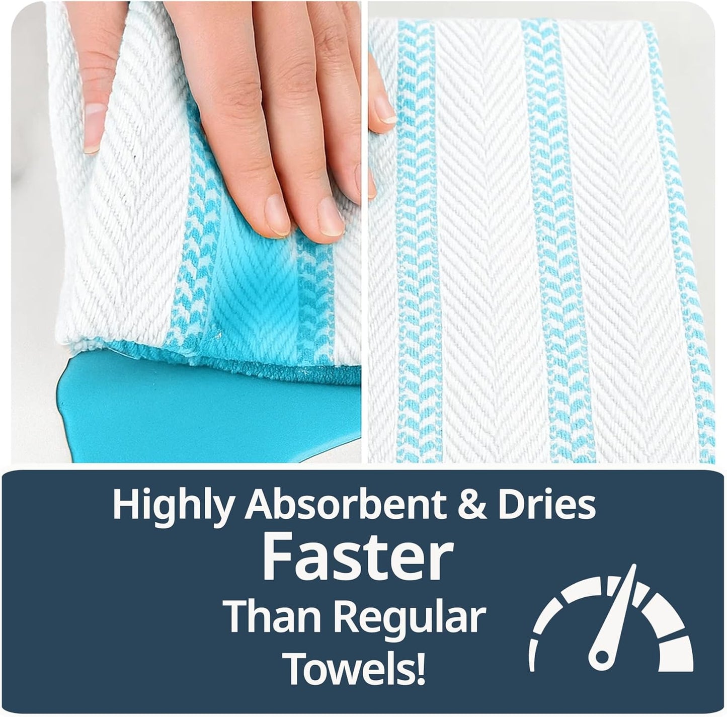 LANE LINEN Kitchen Towels Set - Pack of 4 Cotton Dish Towels for Drying Dishes, 18”x 28”, Kitchen Hand Towels, Absorbent Tea, Dish Towels, Quick Drying Towel Set - Aqua