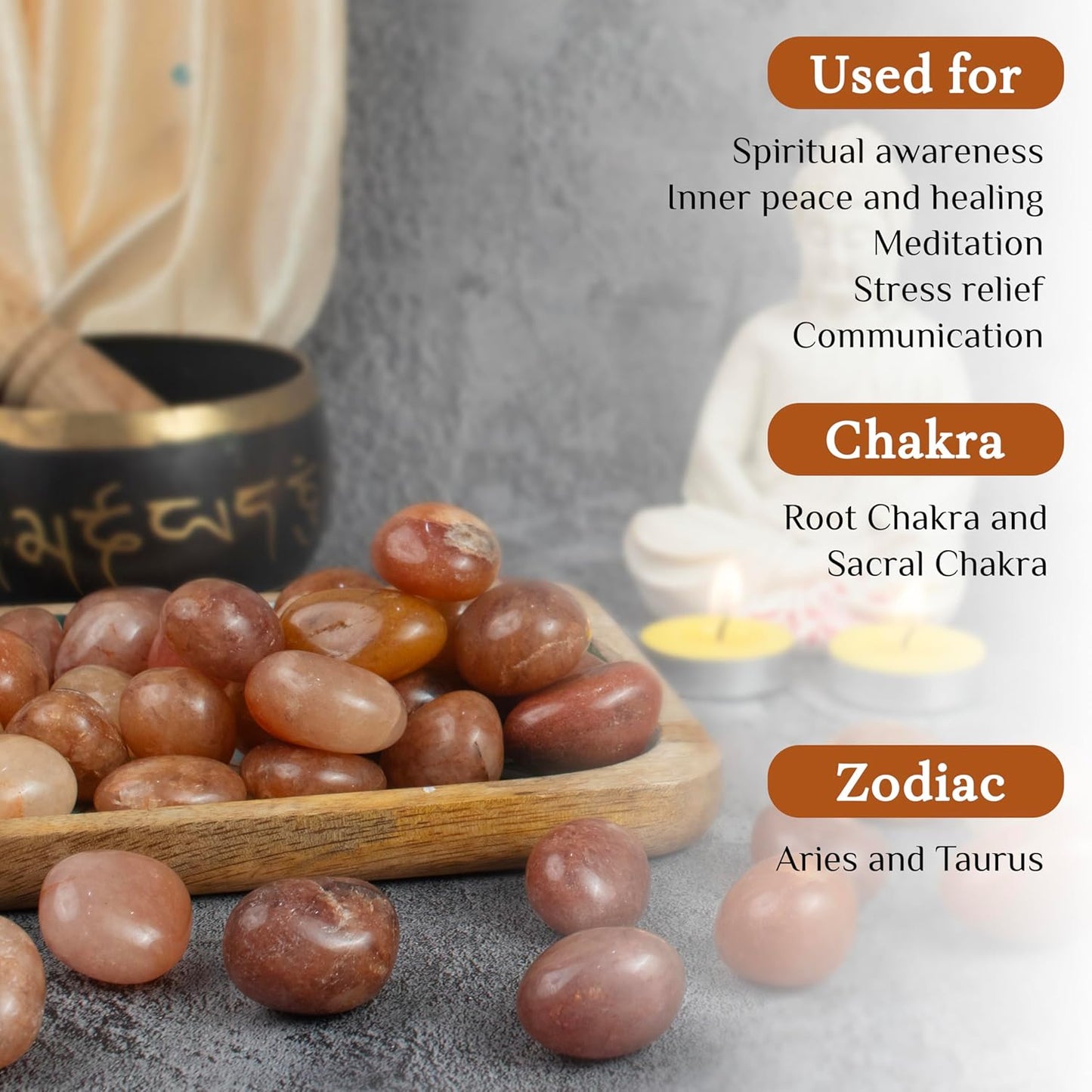 Crocon 1LB Red Aventurine Tumbled Stones and Crystals Bulk 2000+ carats, Polished Stones - Rock Collection - vase Filler tumbles Crystals Healing Reiki - Gemstone Gifts, Fountain tumbles Size 20 mm