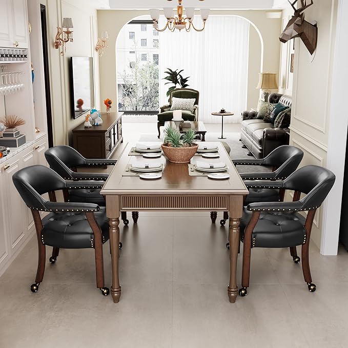 MODERION Dinning Chairs with Solid Wood Legs, Boss Caption's Chairs, Office Desk Chairs with Wheels, Classic Swivel Accent Chairs