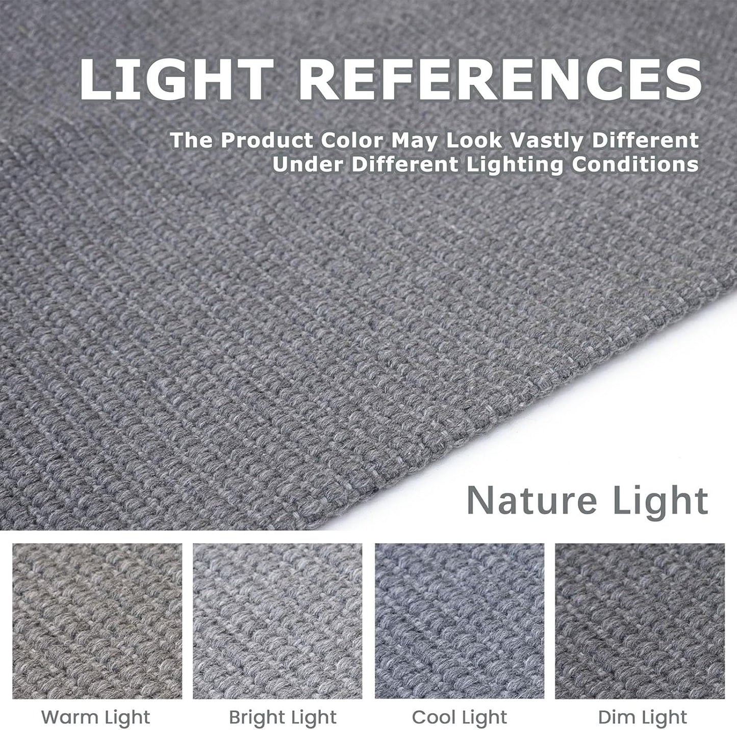 KOZYFLY Washable Area Rug for Living Room 6x9 Ft Non Slip Rubber Backed Bedroom Rug Braided Cotton Dining Room Rug, Large Floor Carpet for Living Room Dining Room, Grey