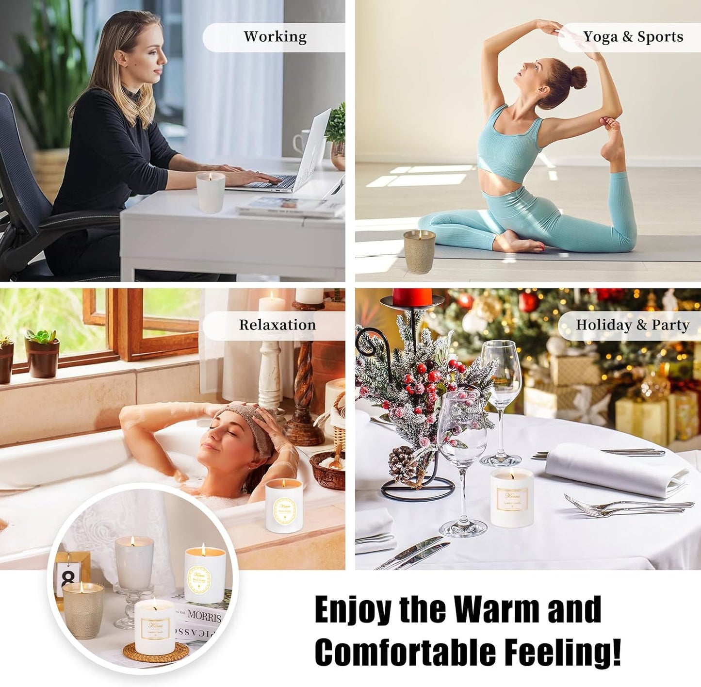 Scented Candle, 11oz Soy Candles, Blood Orange Scented White Candles for Women & Men, Long-Lasting Aromatherapy Jar Candle Wax for Home, Bathroom, Non Toxic Candle Gift (White and Orange Ceramic Cup)