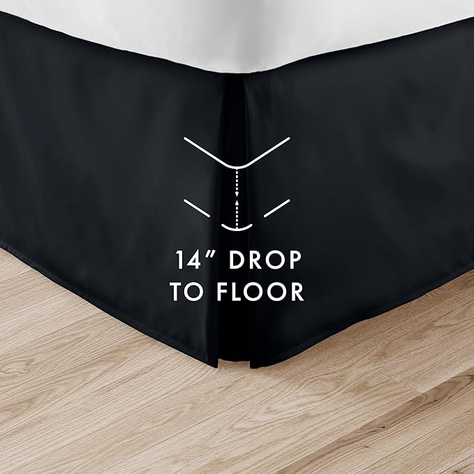 Linen Market Bed Skirt - Ultra Soft Microfiber - Easy Fit with 14 Inch Tailored Drop - Hotel Quality, Shrinkage & Fade Resistant - Bed Cover - Cal King Bed Skirt - Bedroom Décor - (Cal King, Black)