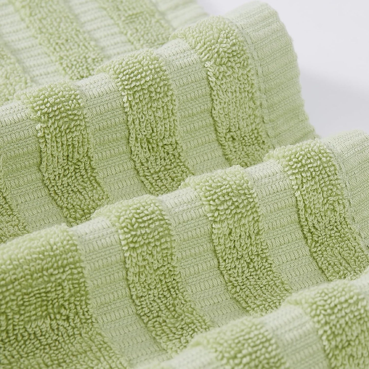 Modern Threads Organic Vines 6-Piece 100% Cotton Towel Set – Yarn Dyed Jacquard & Solid – Includes 2 Bath Towels, 2 Hand Towels, 2 Washcloths – Absorbent, Quick Dry, Soft & Durable – Sage Green