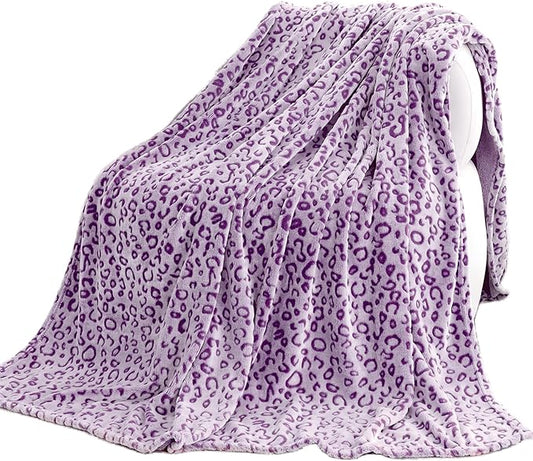 Purple Leopard Print Blanket Warm Purple Lightweight Blanket Soft Throw Blankets for Bed Couch Bedroom