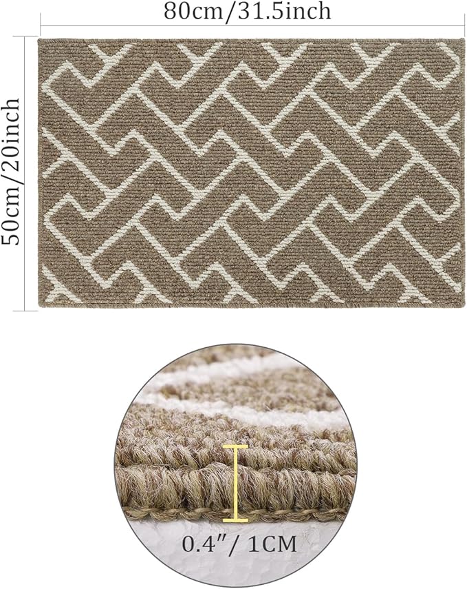 hicorfe Kitchen Rugs and Mats Sets,Super Absorbent Polypropylene Non-Slip Rug,Soft Comfort Floor Mat,Washable for Kitchen,Hallway,Office,Sink,Laundry(20" x 31.5",Beige)