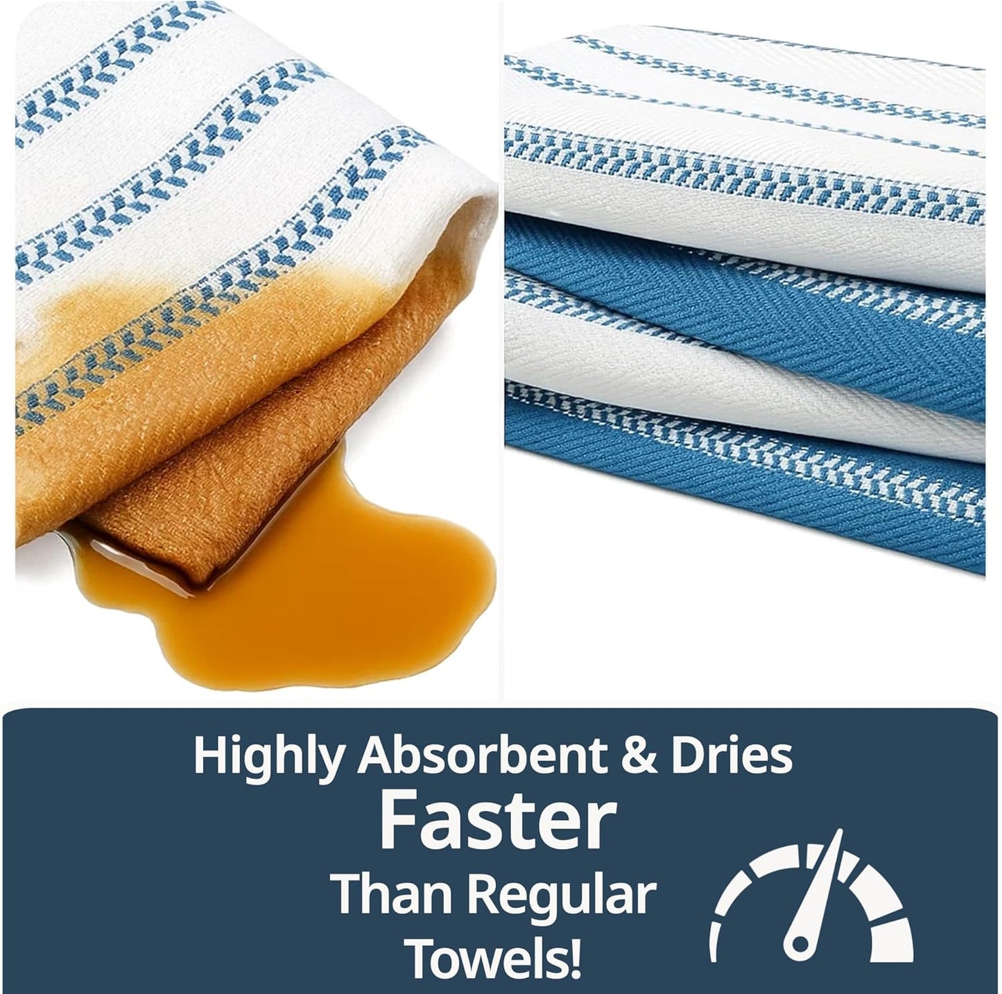 LANE LINEN Kitchen Towels Set - Pack of 4 Cotton Dish Towels for Drying Dishes, 18”x 28”, Absorbent Tea Towels, Quick Drying Kitchen Towel Set - Blue Saphire