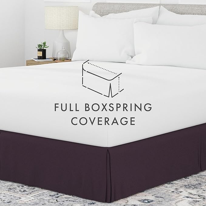 Linen Market Bed Skirt - Ultra Soft Microfiber - Easy Fit with 14 Inch Tailored Drop - Hotel Quality, Shrinkage & Fade Resistant - Bed Cover - Cal King Bed Skirt - Bedroom Décor - (Cal King, Purple)