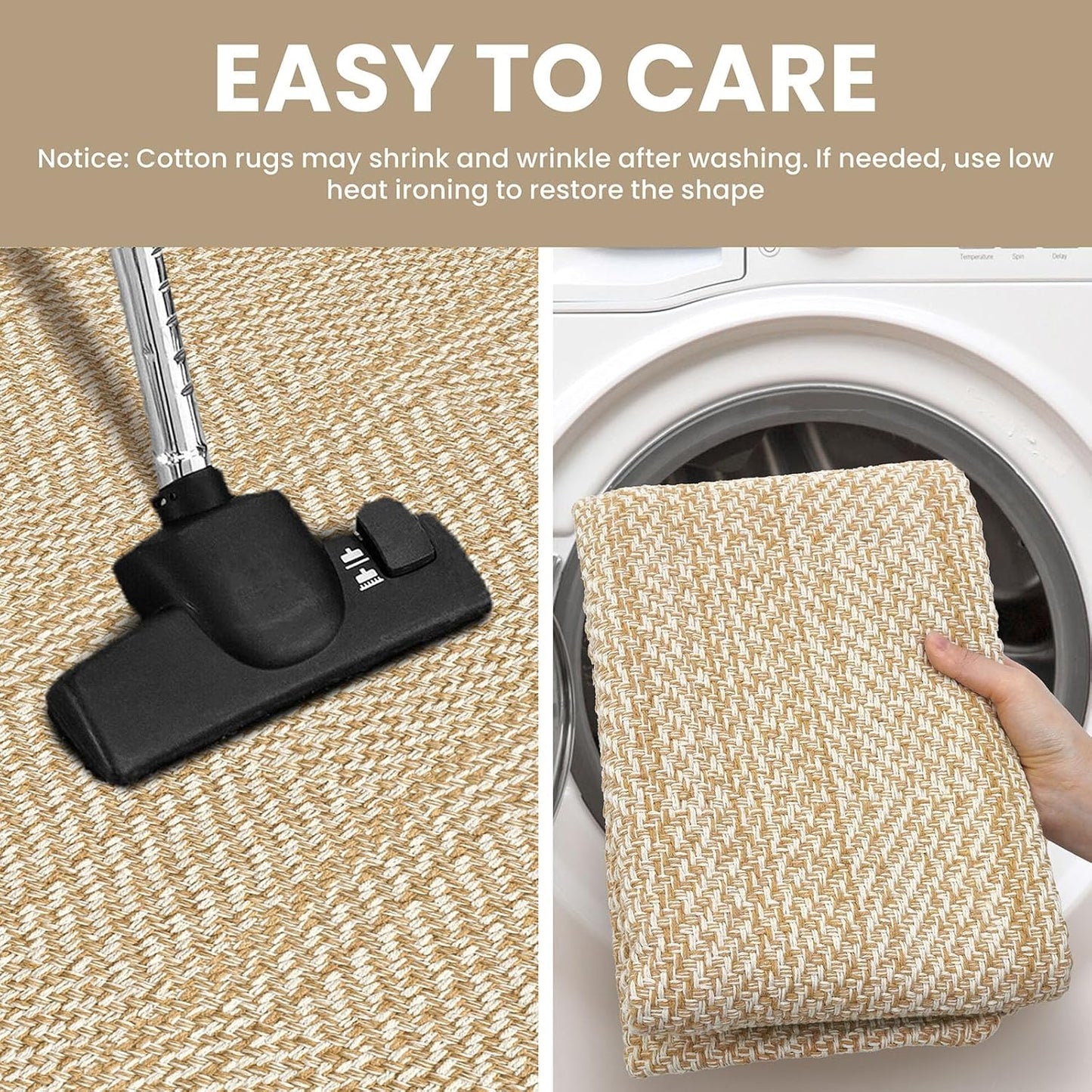 IOHOUZE Small Area Rug 2x3 Washable Woven Rugs for Entryway Non Slip Rubber Backed Front Door Rugs Indoor Doormat Throw Rug Floor Carpet for Entrance Kitchen, Warm Beige/Orange/Apricot