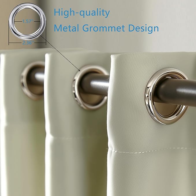 Blackout Room Darkening Thermal Insulated Curtains with Grommets for Bedroom Living Room Kitchen Natural Curtains 55x72 Inches Long 2 Panels Home Decor