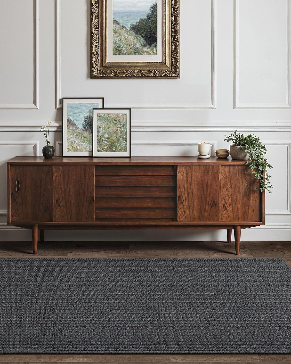 Color&Geometry Door Mat 2'4"x8' Runner Rug with Rubber Backing, Non Slip Washable Hallway Rug, Carpet Runners for Hallway Living Room Bedroom, Grey (Rolled-up NO Creases)