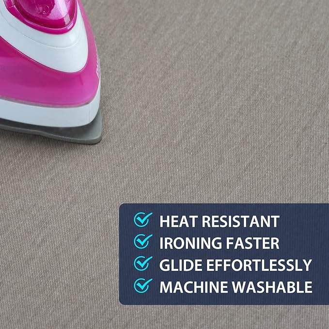 Ironing Board Cover 12 x 32 inch, Fits Table Top Ironing Board Heat Reflective, 3 Layers Thick Padding with Elasticized Edges, Small Iron Board Cover (Brown)