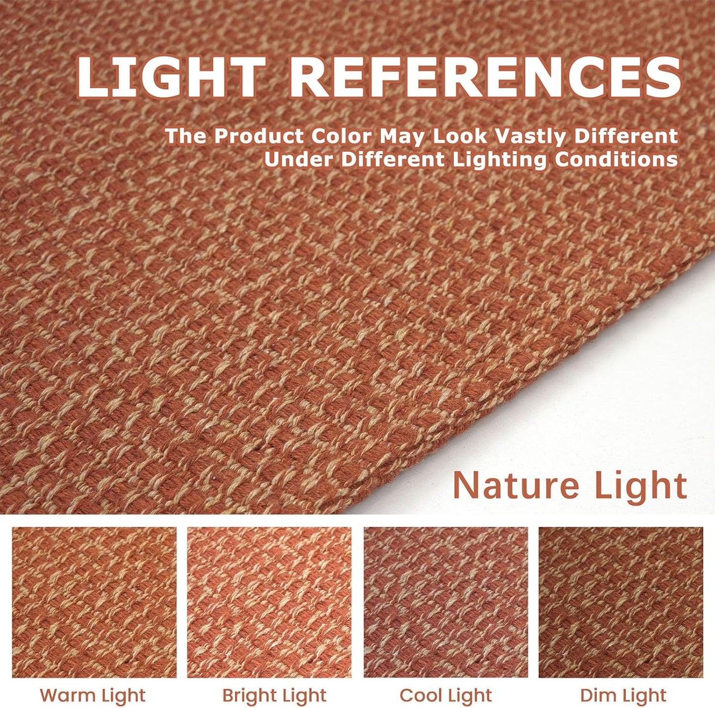 KOZYFLY Washable Area Rug 5x7 ft Rubber Backed Non Slip Rugs for Living Room Braided Cotton Bedroom Rug Woven Office Rugs Indoor Outdoor Floor Carpets for Dining Bedroom Living Room, Orange/Tan