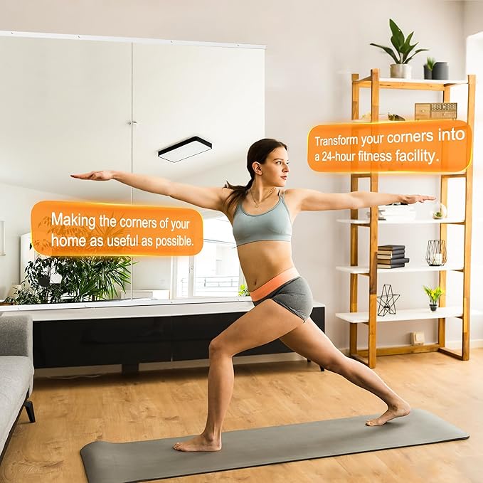 Home Gym Mirror - Large Full Body Mirror for Yoga & Fitness - 48''x24'' - 2PCS - Frameless Glass - Wall Mounted - Suitable for Home Gym, Garage, Bedroom & Bathroom (White)