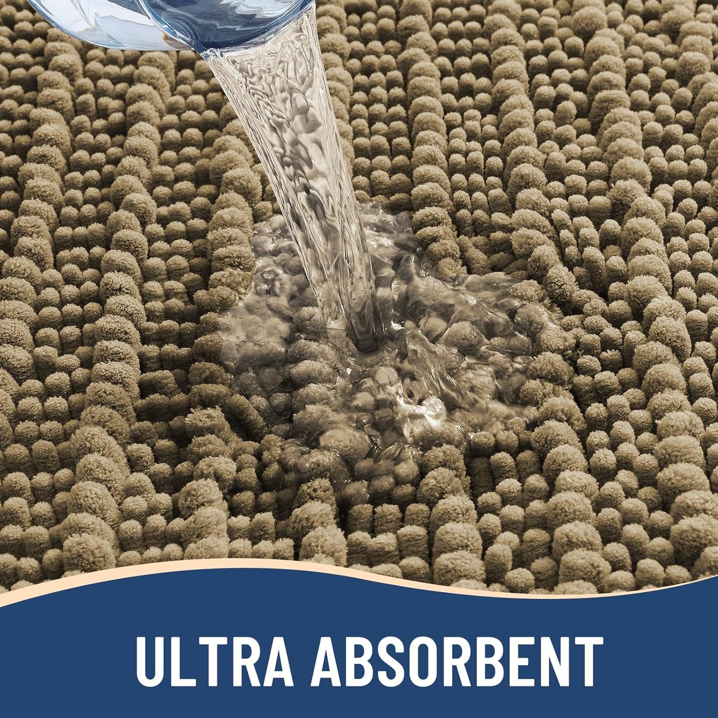 Arotive Luxury Chenille Bathroom Rug Mat, Extra Soft Thick Absorbent Shaggy Bath Rugs, Non-Slip Machine Wash Dry, Plush Bath Mats for Bathroom, Shower and Tub, 40x32, Camel