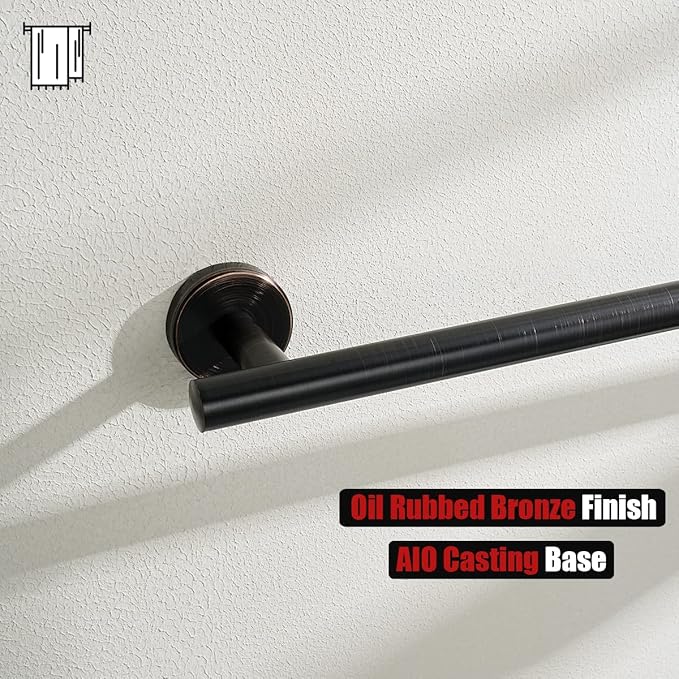 JQK Oil Rubbed Bronze Towel Bar, 27 Inch 304 Stainless Steel Thicken 0.8mm Towel Rack Bathroom, Towel Holder Wall Mount, Useable Length 24 Inch 2 Pack, TB110L24-ORB-P2