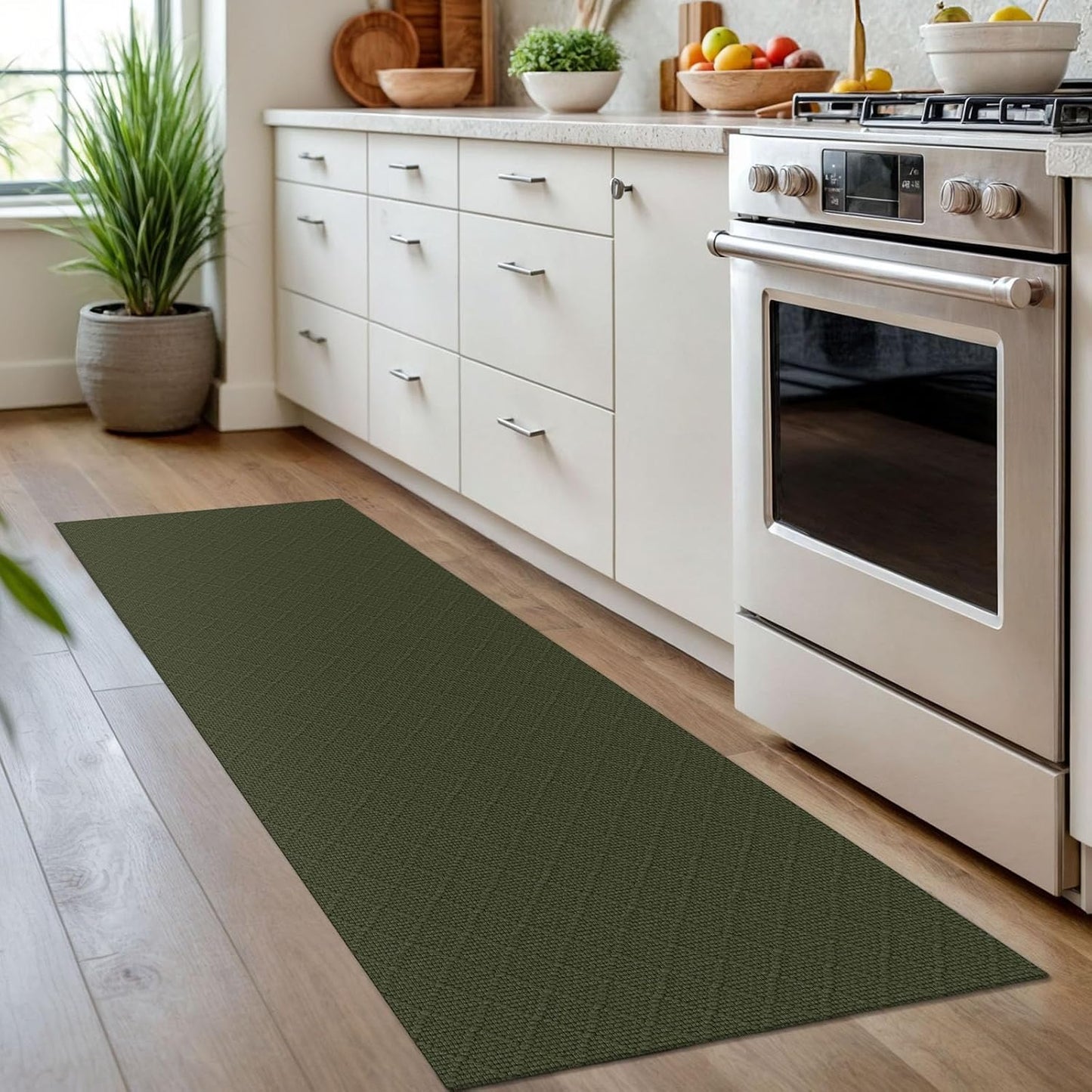 KOZYFLY Runner Rug 2x7 Ft Washable Runners for Hallways Non Slip Rubber Backed Kitchen Runners, Braided Cotton Entryway Runner Indoor, Floor Carpet for Hallway Kitchen Entryway, Dark Green
