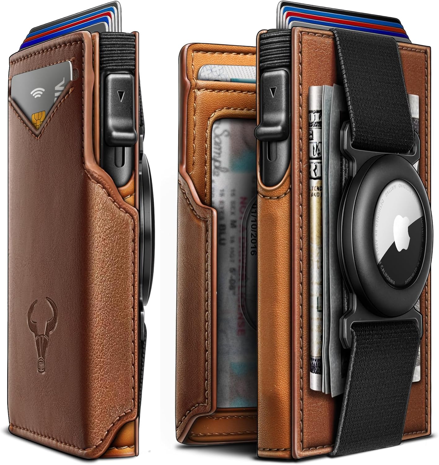 BULLIANT Men Airtag Wallet,Slim Front Pocket Wallet Money Clip for Men Gift 3.8"x2.7",Pop-up Access