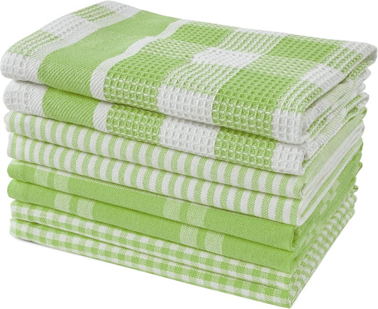 LANE LINEN 100% Cotton Kitchen Dish Cloths, Ultra Soft Absorbent Quick Drying Dish Towels, Multiweave Wash Cloths Dish Towel Sets, 12x12 Inches, 8 Pack - Sage Green